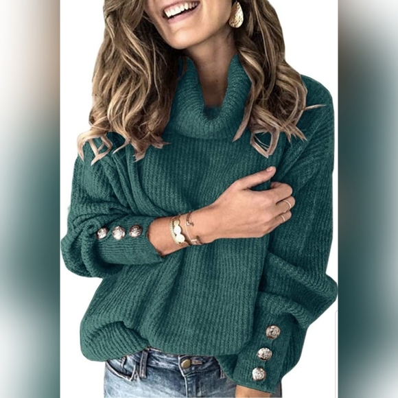 Oversized Turtleneck Chunky Pullover Sweaters - Picture 1 of 5